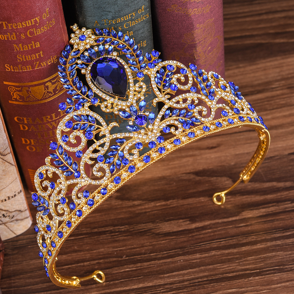 h1142欧式复古宫廷巴洛克奢华新娘大皇冠 合金镶钻婚礼头饰王冠