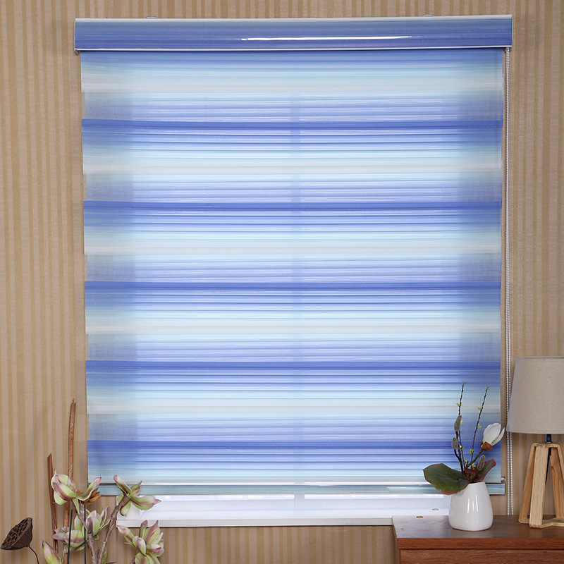 Soft Gauze Curtain Gradient Pleated Shading Curtain Double Layer Louver Roller Shutter Living Room Office Soft Gauze Curtain Curtain Finished Product