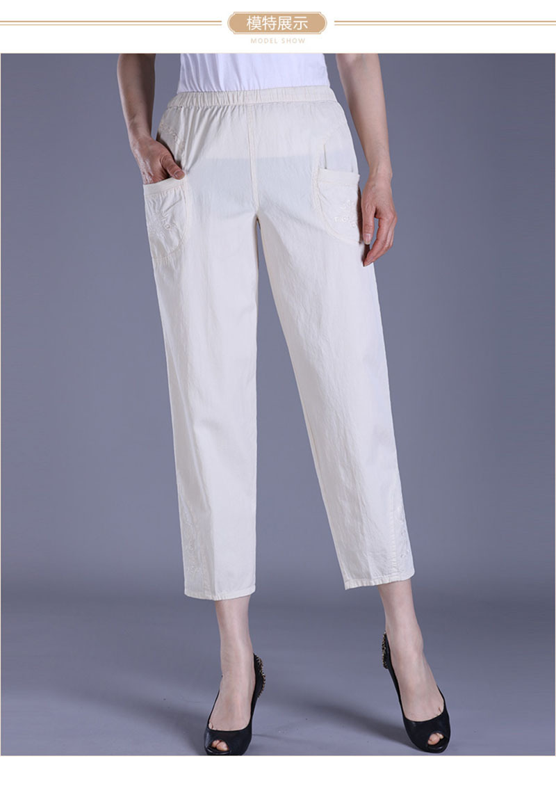 中老年高腰九分裤子纯棉女裤中年妈妈装休闲裤大码夏装女装9分裤