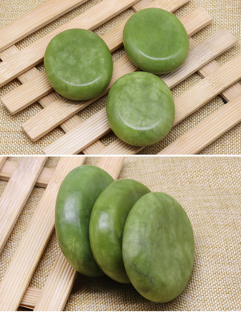 橄榄玉8*8 spa 6*8能量石天然按摩玉石火山能量石釉玉庐山玉绿玉