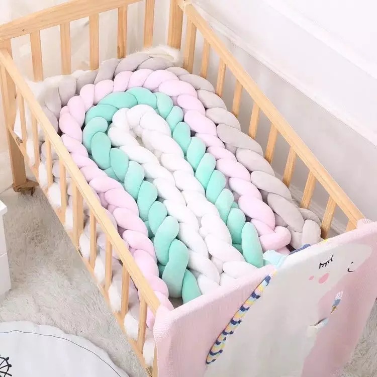 Danish Woven Color Strip Knotted Ball Creative Nordic Children's Bed Fence 3-Strand Twist Braid Ins Pop Decoration