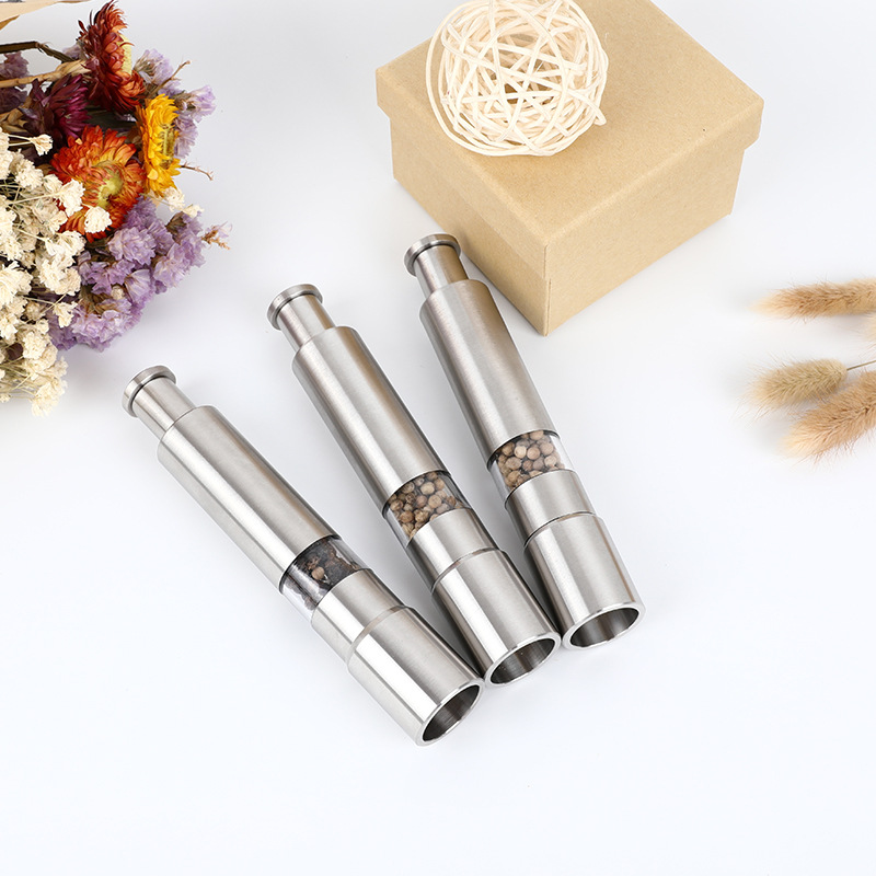 Factory Supply Pepper Grinder Hand Push Style Household Convenient Stainless Steel Grinder Grinder Pepper Mill Wholesale