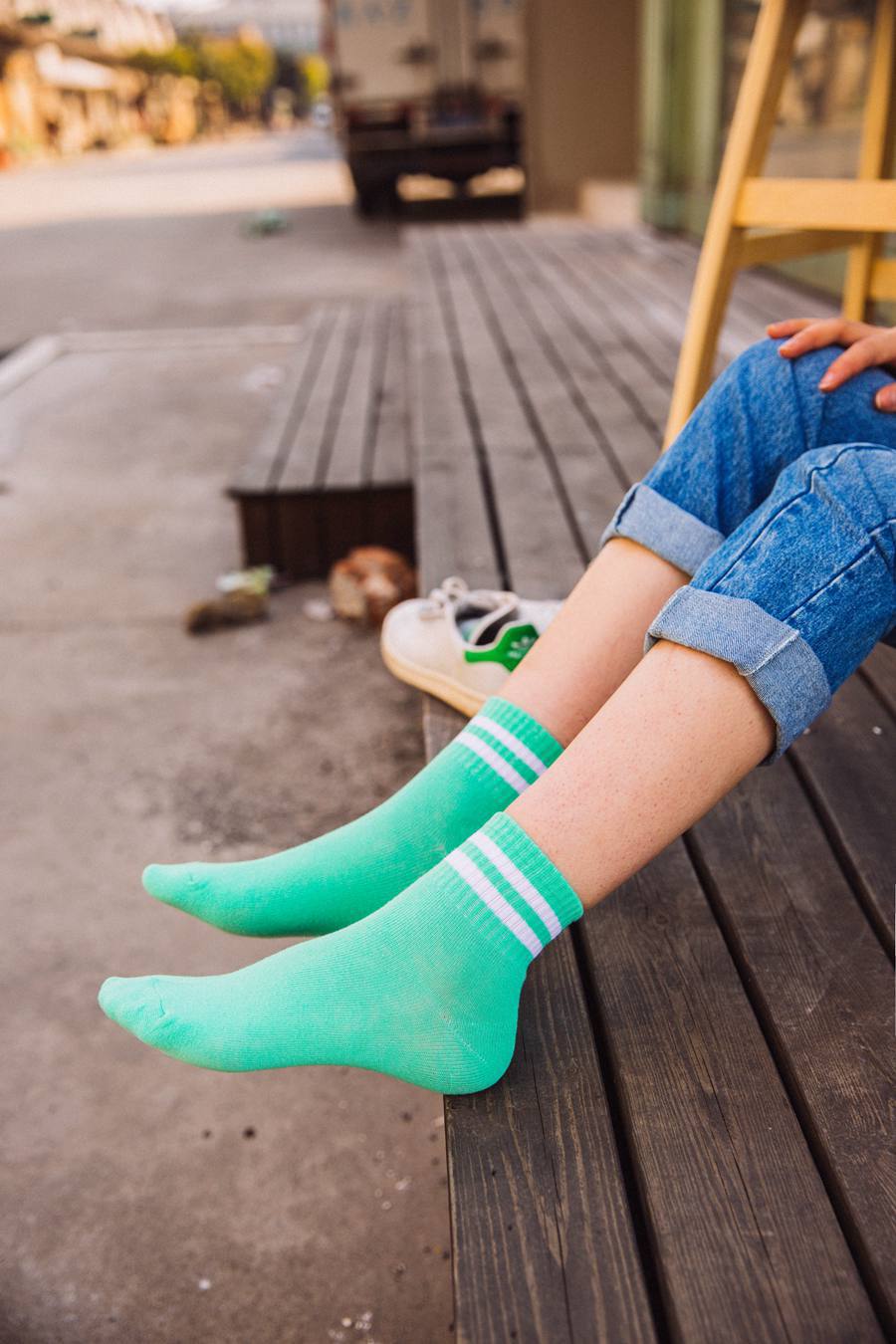 两条杠中筒运动袜女 学院风棉质女袜子 秋冬休闲女士袜 跑步袜