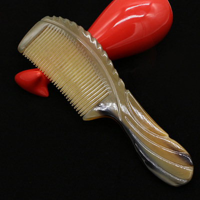 天然精品雕花黄牛角梳16cm 20cm