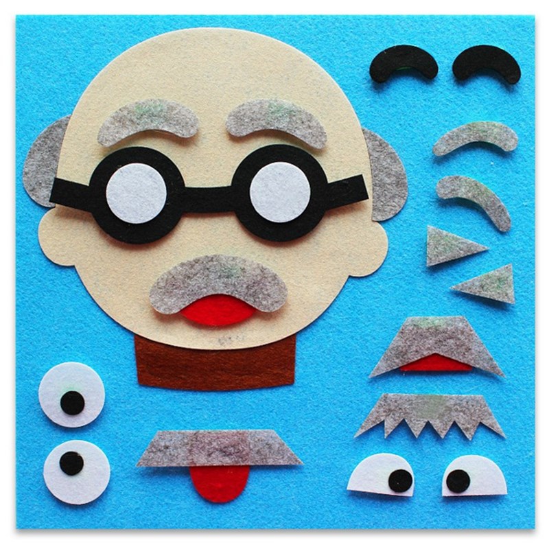 幼儿园diy不织布材料包教具儿童手工制作换五官表情贴画玩具