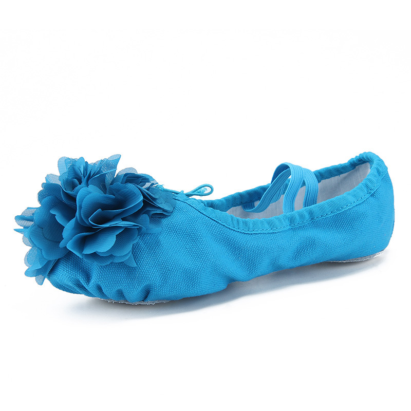 成人女士蓝色舞蹈鞋 女童软底芭蕾舞蹈鞋 儿童爵士瑜伽猫爪鞋批发