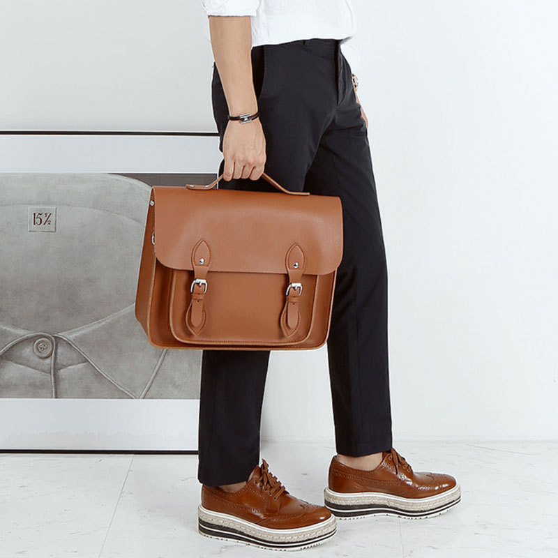 New Korean Style Pu Leather Men's Handbag Retro Men's Shoulder Bag Fashion Crossbody Cambridge Handbag Large Capacity