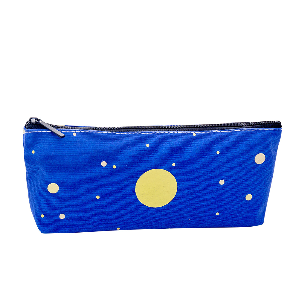 New Creative Student Stationery Starry Sky Zipped Pencil Bag Multi-Functional Canvas Stationery Box Pencil Bag Wholesale
