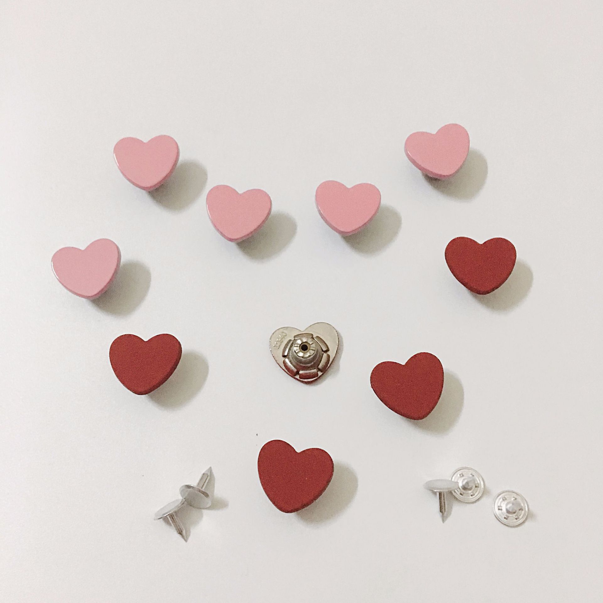 厂家直销金属高档不摇头心形工字扣合金桃心固定牛仔纽扣