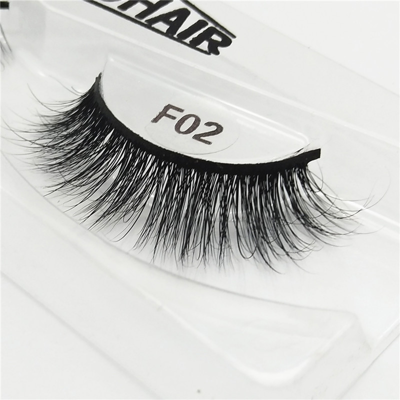 F02 New False Eyelashes Wholesale 3D Mink Hair Thick False Eyelashes Natural Lifelike Messy Long Eyelash