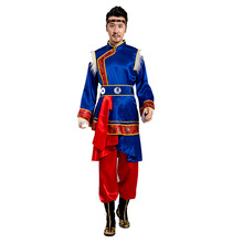 蒙古服装男蒙古族成人新款现代藏族演出服舞蹈少数民族男士衣服袍