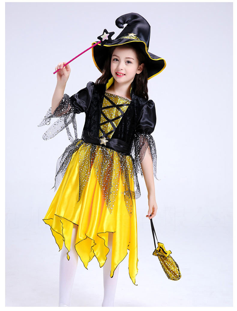 万圣节儿童服装公主化妆舞会女孩小女巫裙可爱女童小精灵南瓜服