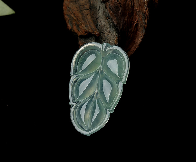 缅甸玉石翡翠a货叶子吊坠 冰种树叶玉坠金枝玉叶玉佩玉牌玉石