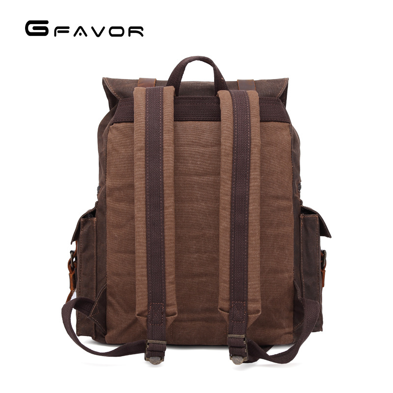 Men's Backpack Men's Canvas Backpack Oil Wax Canvas Bag Outdoor Travel Backpack Waterproof Crazy Horse Leather Men's Bag