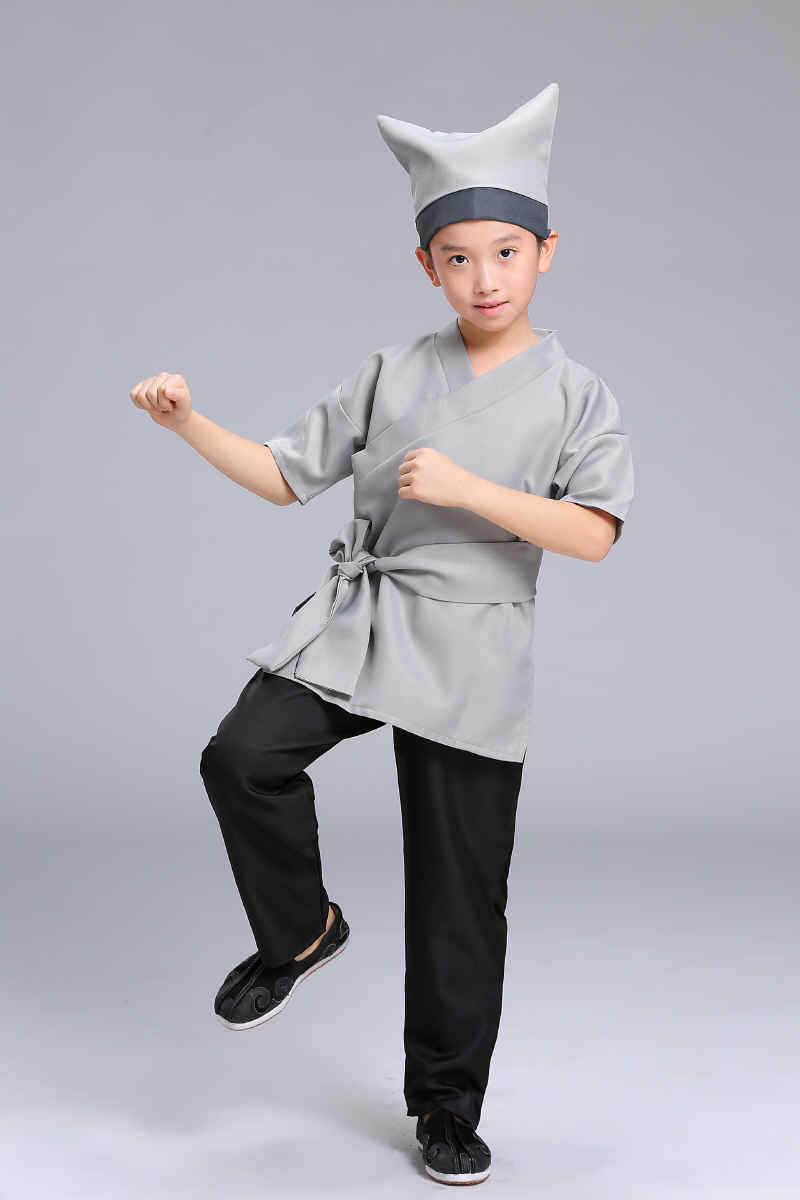 儿童表演服装男童古装汉服演出服幼儿童古代家丁小二仆人书生杂役