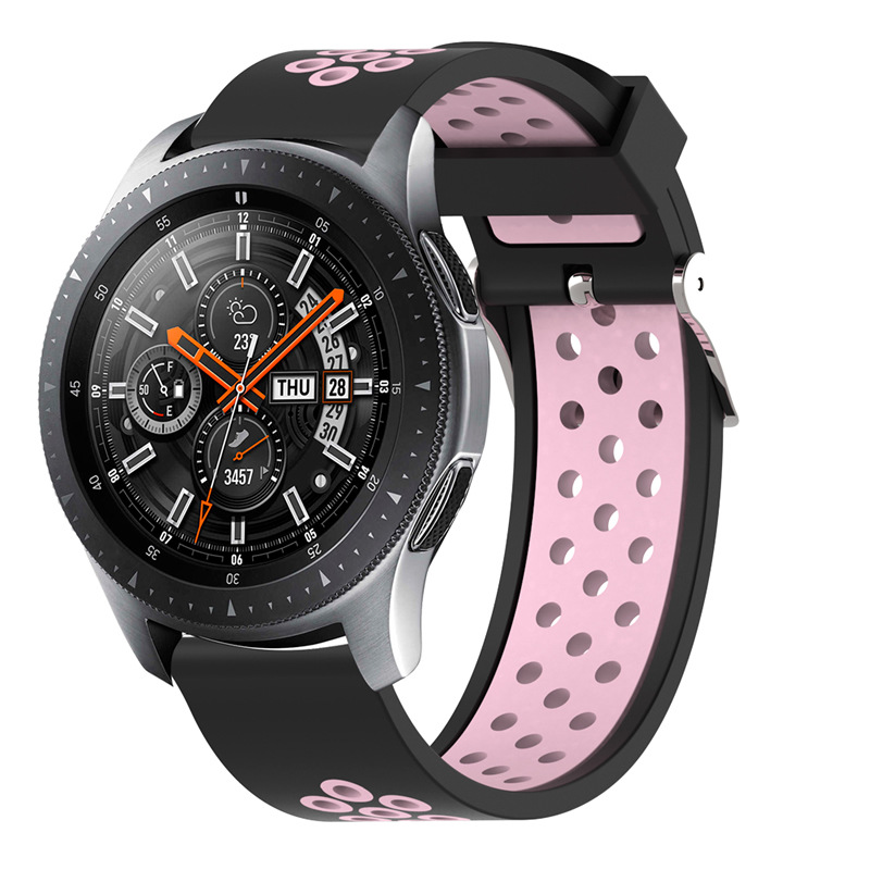 适用三星galaxy watch3/s3/s2/active双色硅胶透气表带批发