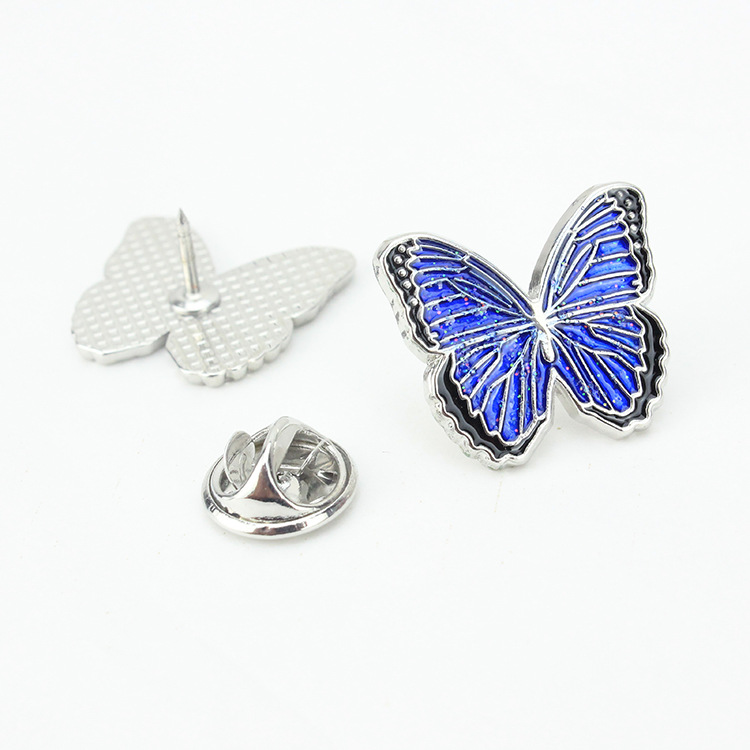 闪粉画油蝴蝶胸章昆虫蝴蝶胸针金属别针款系列工艺品批发