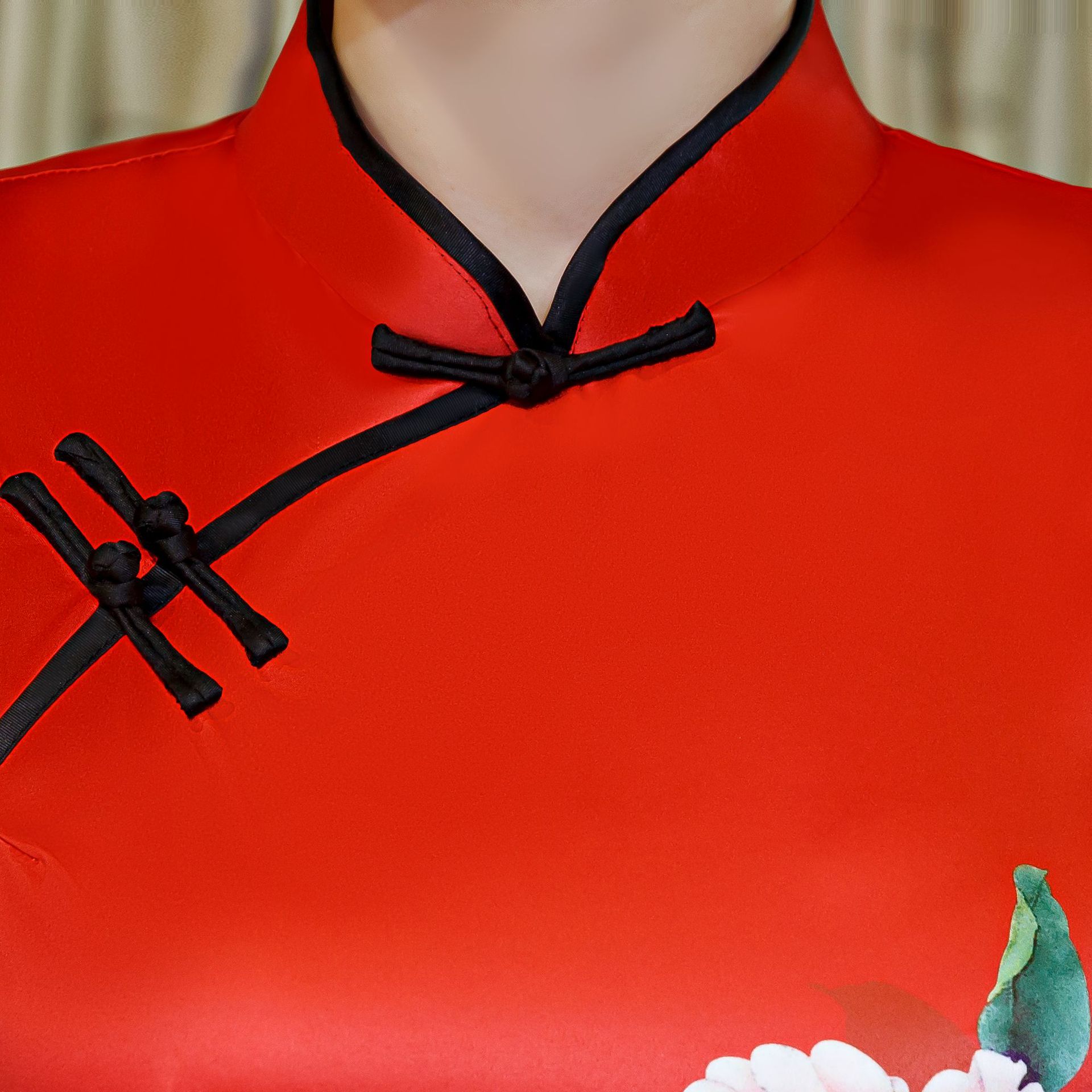 2018秋装丝绸旗袍长款喜庆红色民走访走秀唐装礼服厂家直销批发