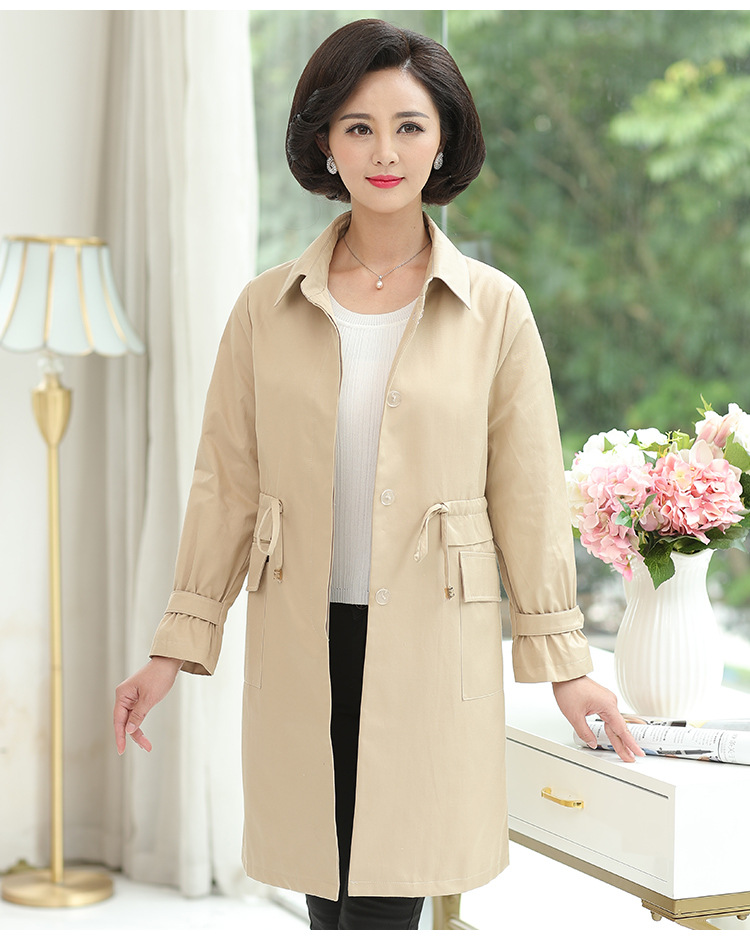 中年女秋装风衣外套中长款2018新款妈妈装春秋薄款大码上衣代批发