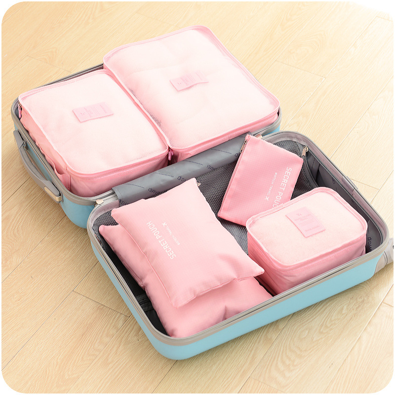 Korean Style Underwear Travel Buggy Bag Six-Piece Wash Bag Makeup Portable Clothes Luggage Shoes Storage Bag 6-Piece Set