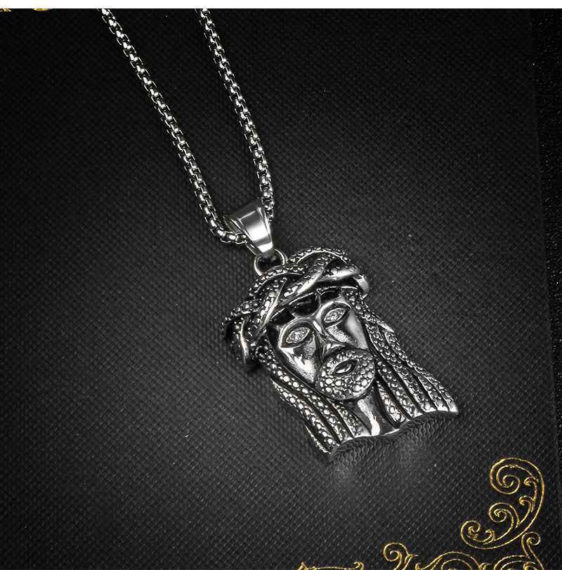 钛钢耶稣头像挂牌不锈钢项链 欧美潮流街头嘻哈个性时尚男女吊坠