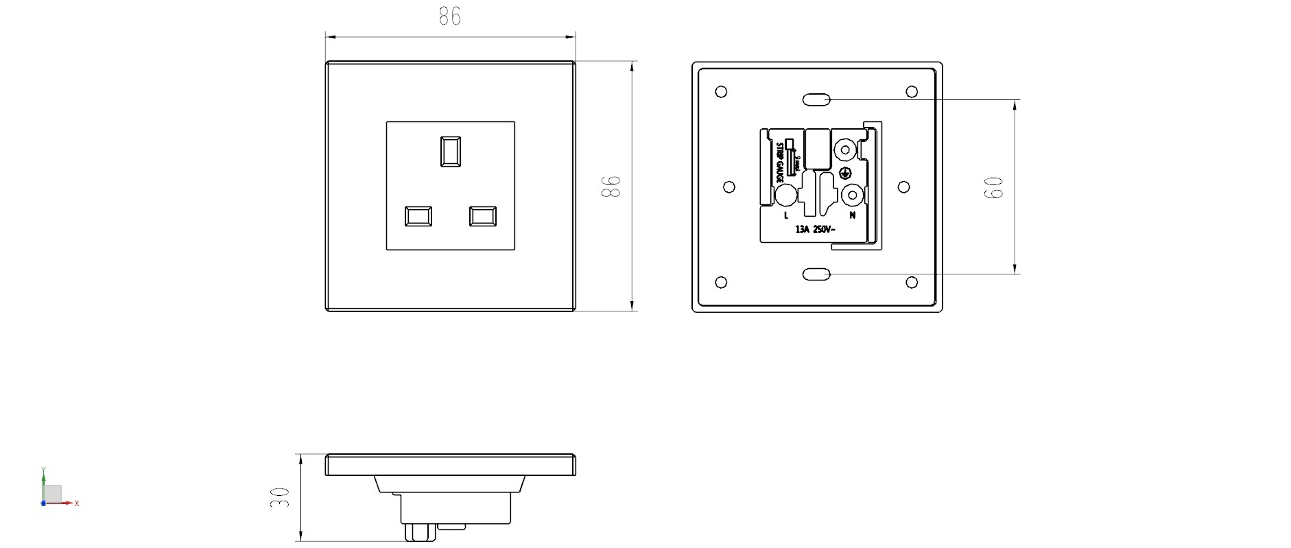 厂家直销 86型墙壁插座 一位英式墙壁开关插座 墙壁插座面板