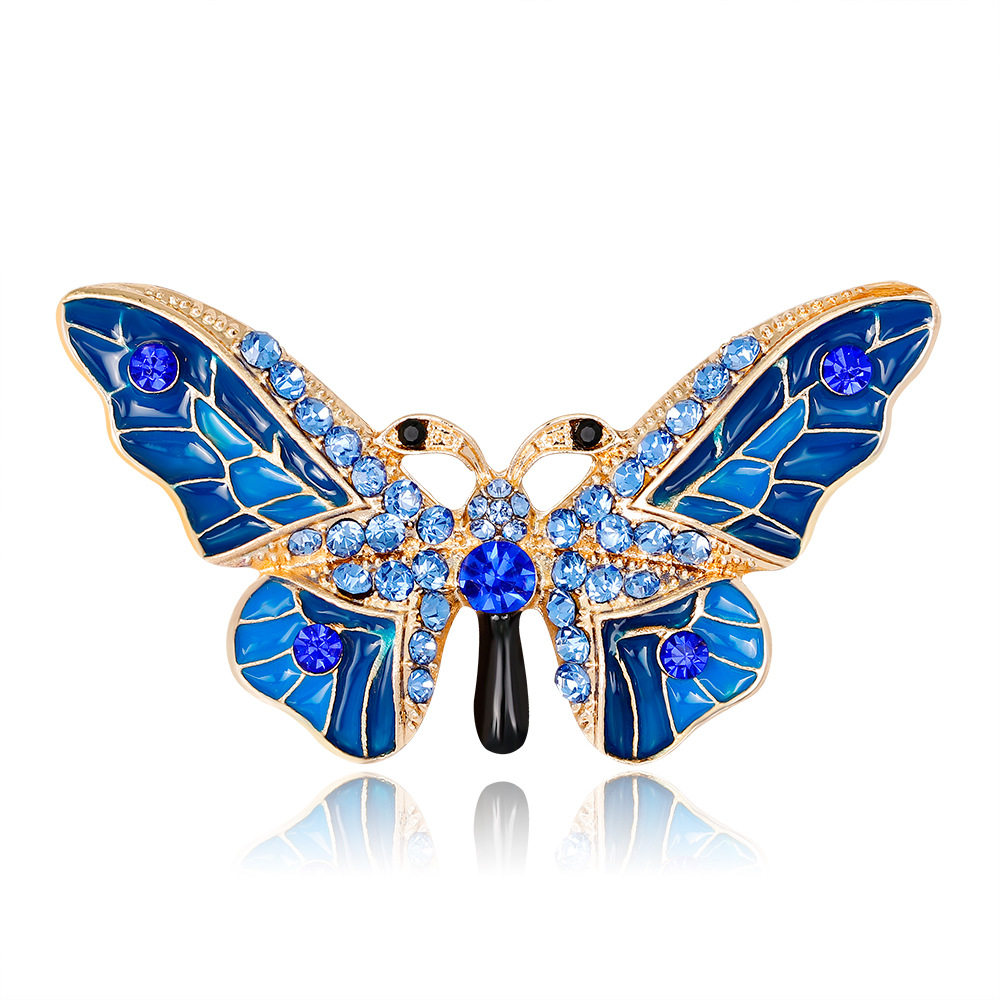 All-Match Enamel Jewelry New Fashion Alloy Dripping Butterfly Brooch European and American Corsage Pin in Stock