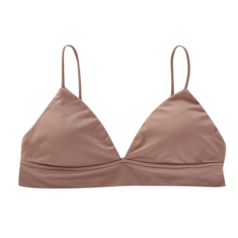 跨境法式黑色无钢圈三角杯薄款细肩带女内衣文胸小裹胸bra带胸垫