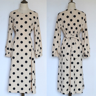 复古气质波点裙