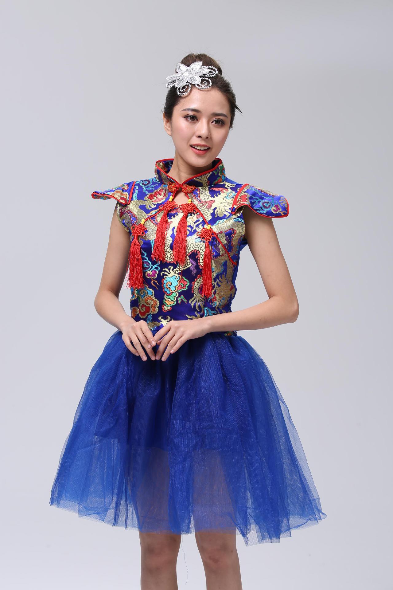 现代打鼓服演出服2018新款喜庆中国风舞蹈服装水鼓舞开场舞女成人