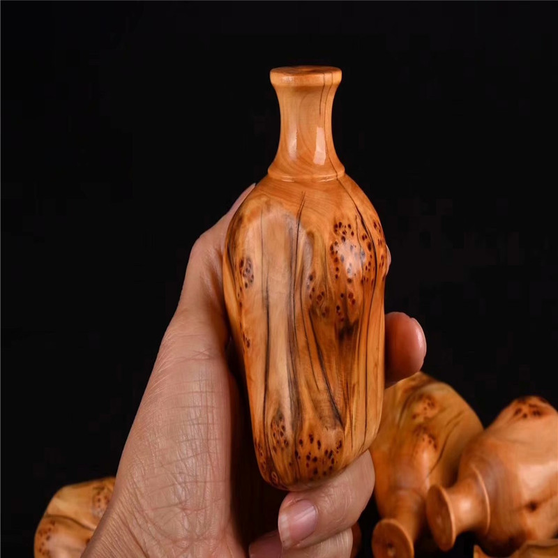 崖柏木榴疤花瓶手把件木质工艺品文玩木把件木摆饰手工自制木艺品