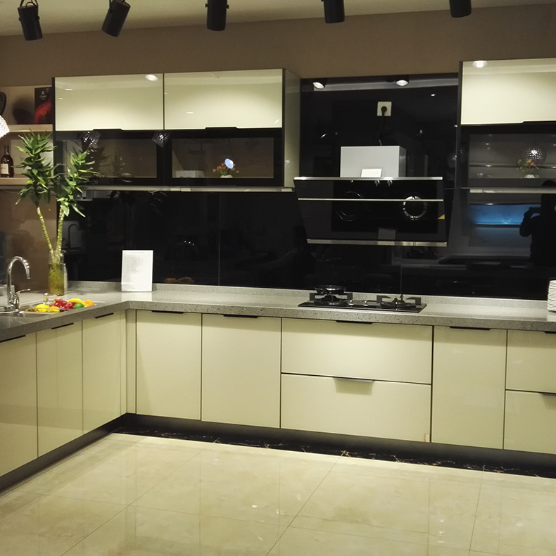 家装厨房彩晶/碳钢玻璃橱柜门 晶钢门 豪华大铝框 铝边框门定制