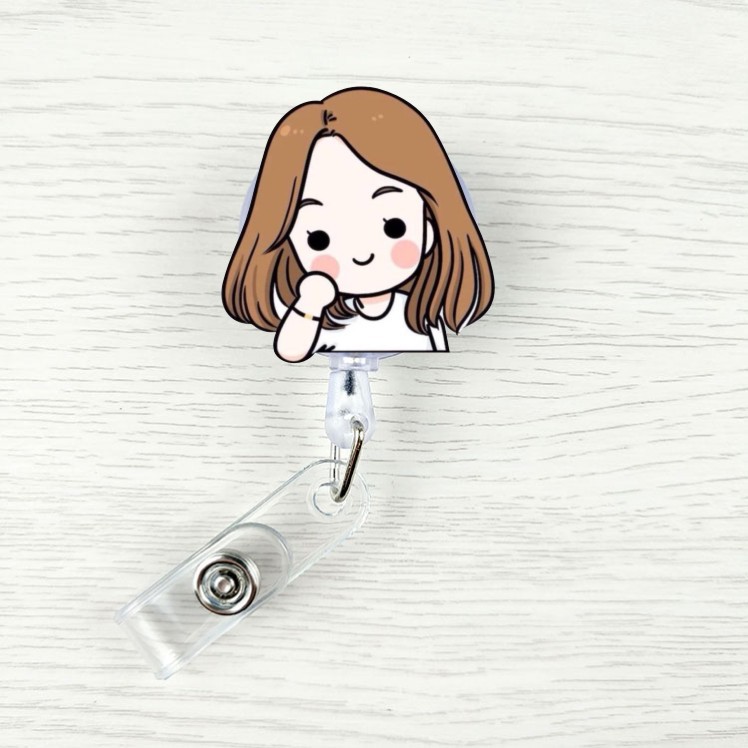 热销 韩国时尚卡通易拉扣工作证胸卡夹子证件伸缩扣胸牌夹批发