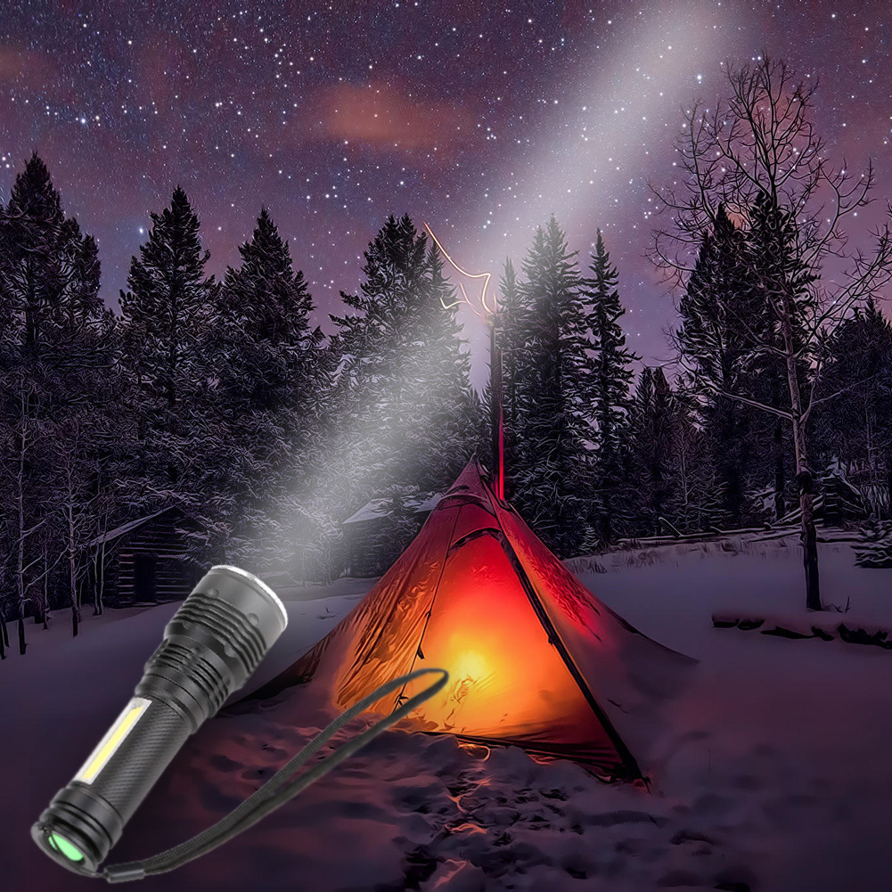 批发led铝合金手电筒 帐篷灯 cob工作灯 探照灯 户外夜骑灯钓鱼灯