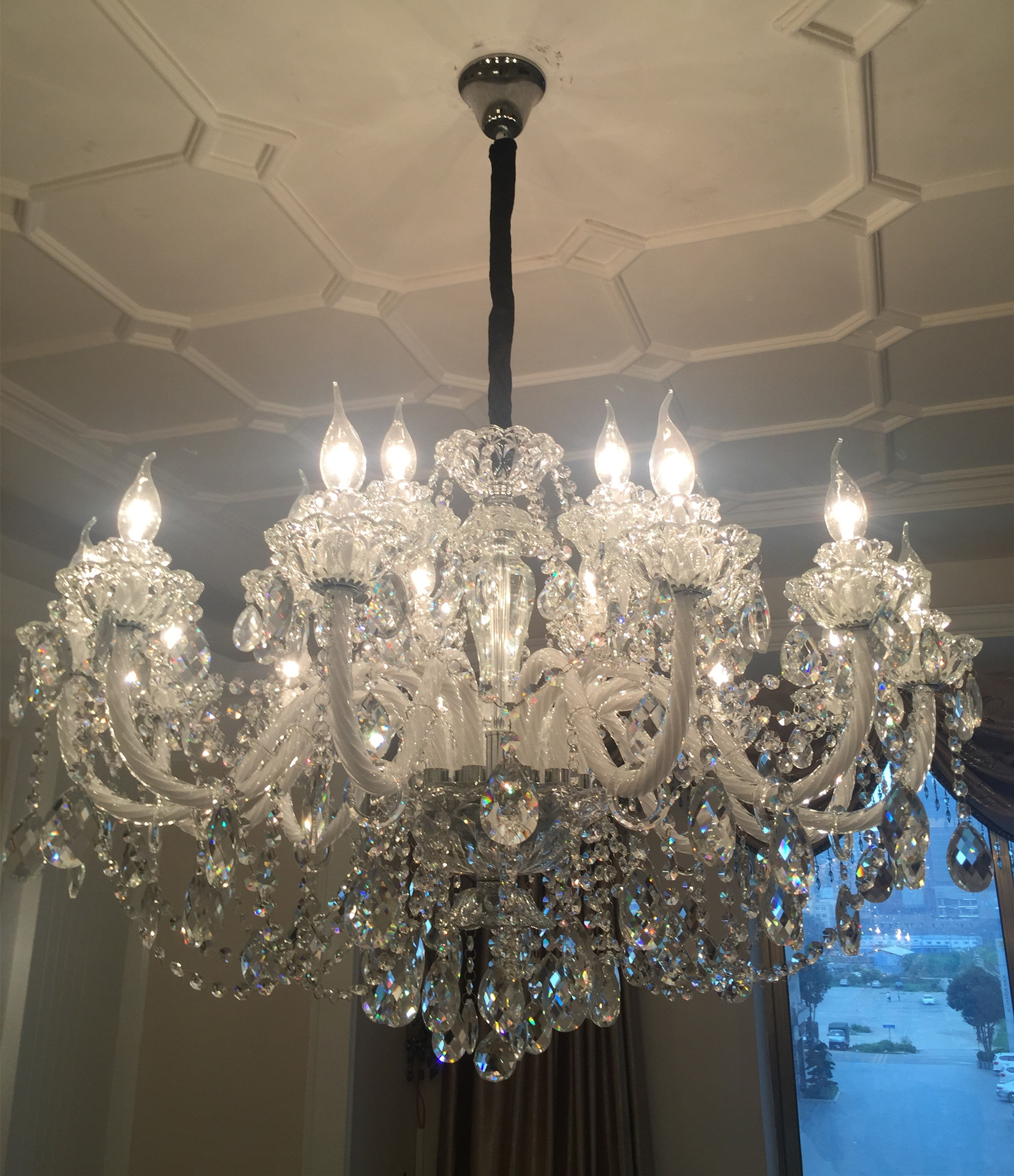 欧式水晶吊灯客厅灯餐厅卧室灯别墅楼梯灯白色奢华美式蜡烛吊灯