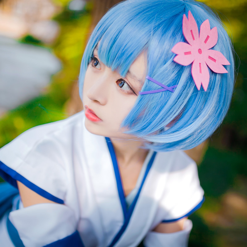 从零开始的异世界拉姆蕾姆cosplay服假发木屐幼年版和服动漫服装