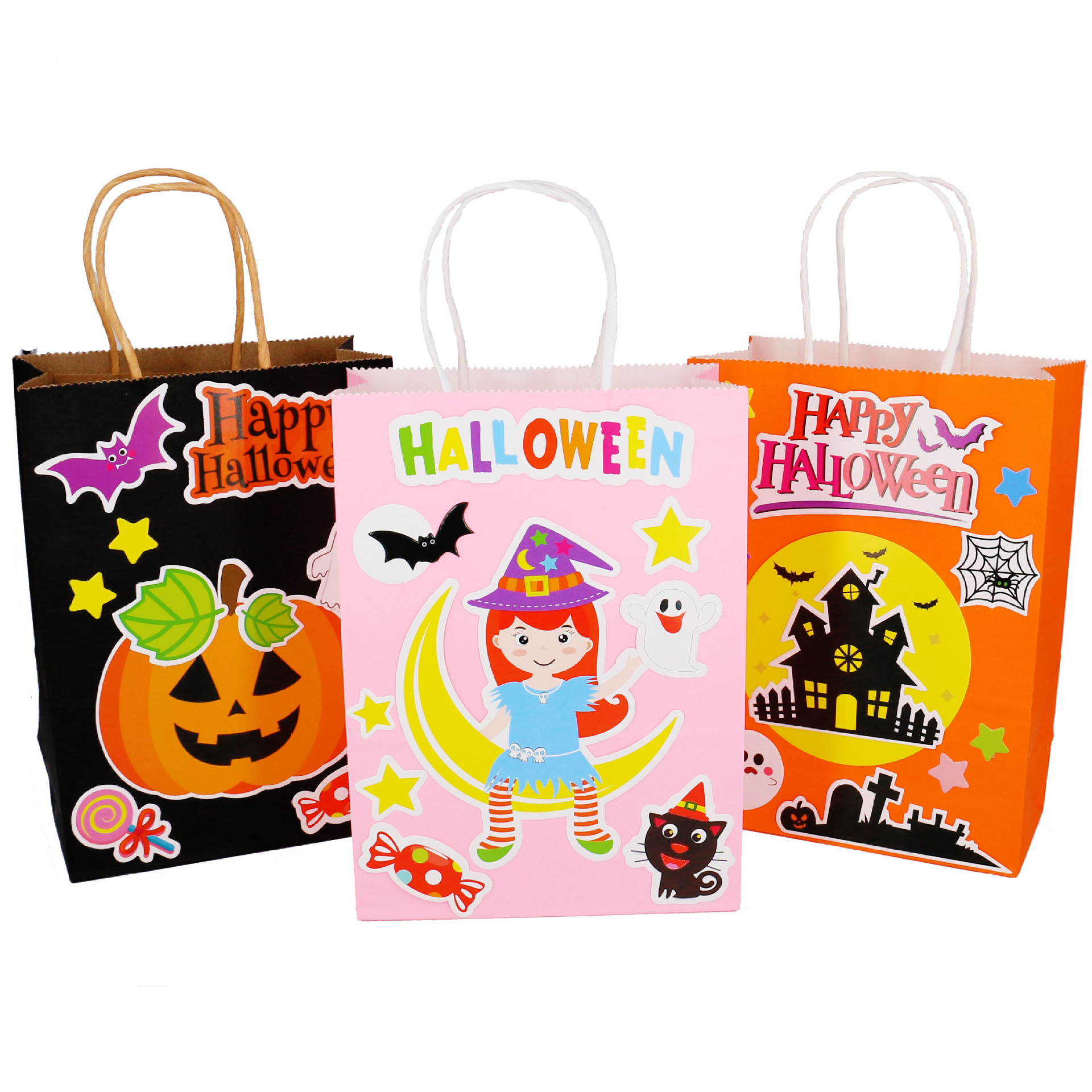 儿童万圣节手提袋 幼儿园diy手工制作材料包 创意益智玩具纸袋子