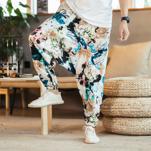 灯笼裤男士2018秋季新款中国风花裤子男宽松大码休闲裤尼泊尔垮裤