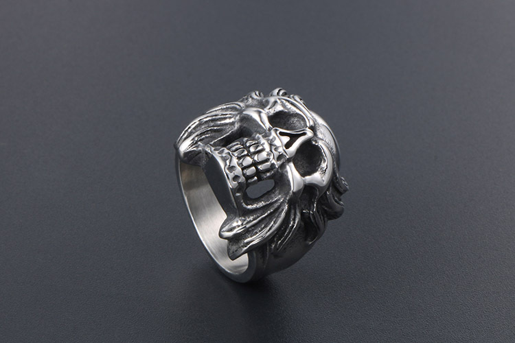 鬼头钛钢防身暗虎戒指男士骷髅敢死队龙爪指环饰品个性首饰sa519