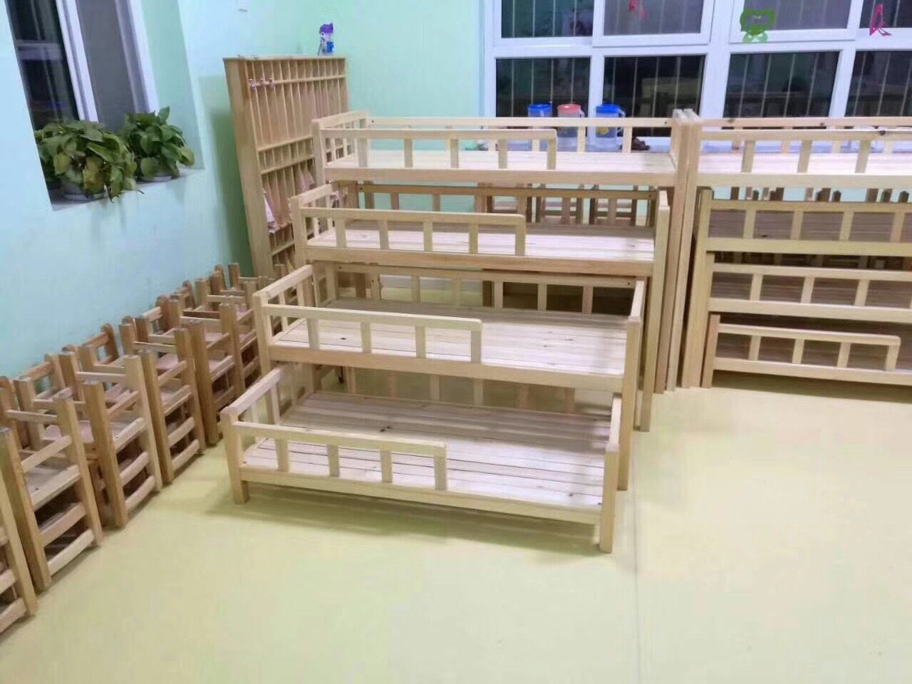 幼儿园床午睡床四层推拉床实木抽屉式拖拉床多层午休床儿童午托床