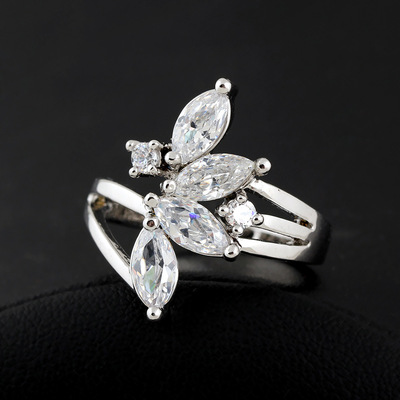 优雅花瓣精美锆石戒指女八心八箭切割工艺超闪耀首单优惠