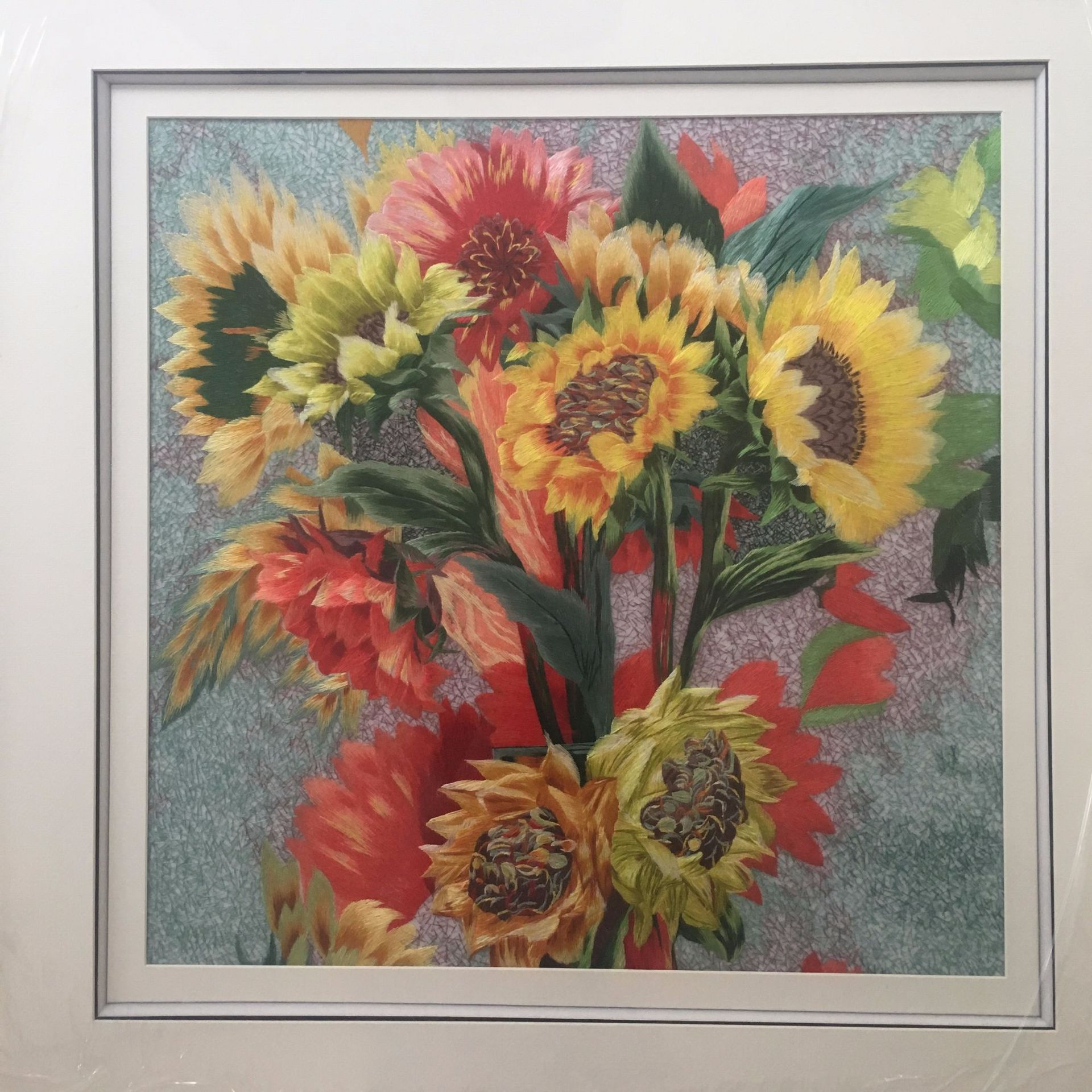 欣欣向荣 精品刺绣刺绣装饰挂画 现代美式向日葵客厅家居商务送礼