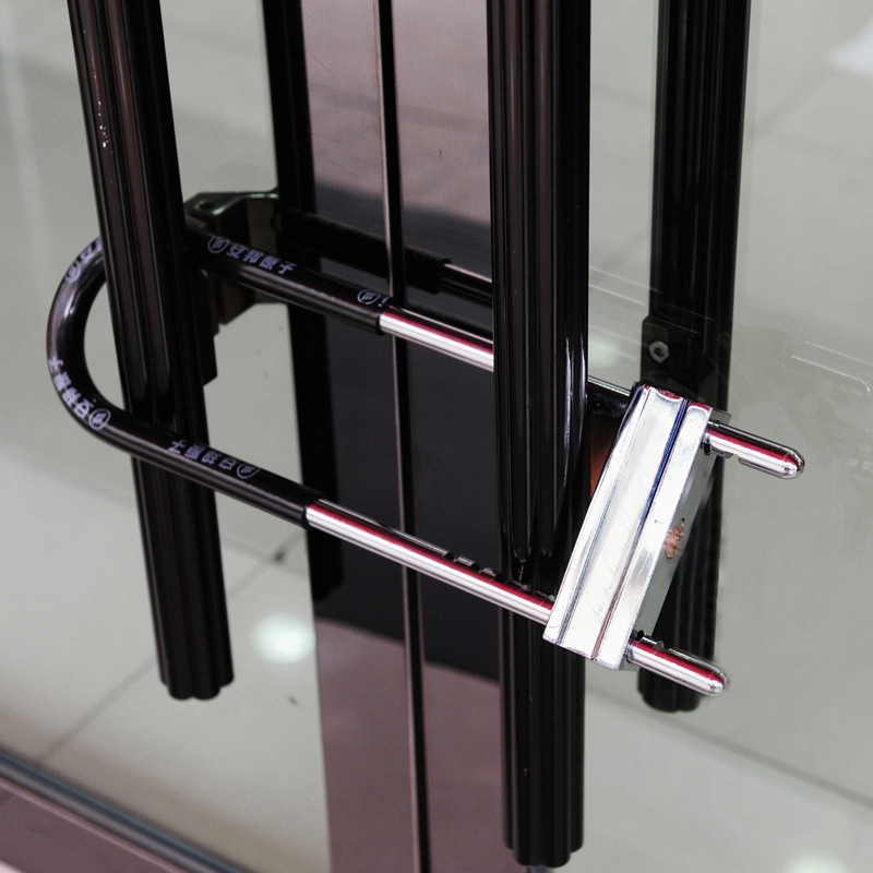 玻璃门锁长插u型锁双开门拉手锁加长把手锁家用锁具店面商铺锁