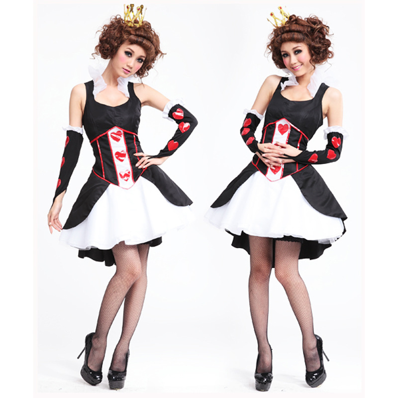女王变装套装 cosplay 欧美女士万圣节服装 性感桃心女皇游戏制服