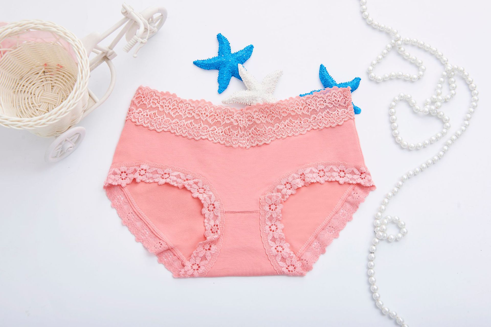 女士纯棉中腰内裤花边性感诱惑提臀收腹舒适透气女士三角裤打底裤