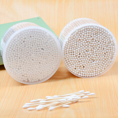 500支装双头棉签圆盒装棉棒棉花化妆棒棉花棒清洁棉