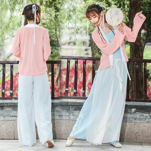 宋裤三件套夏季套装日常改良汉服女中国风学生现代古装刺绣汉元素