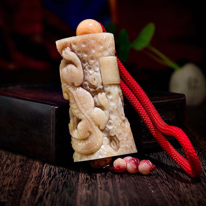 庚午文玩堂天然骆驼骨雕刻挂件民族风首饰吊坠车挂