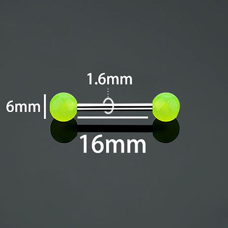 热销夜光舌钉环亚克力不锈钢杆非主流人体穿刺饰品混色6x1.6x16mm