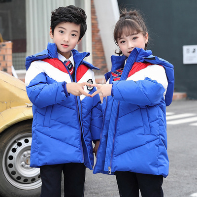 幼儿园园服秋冬装2018新款儿童中长款棉服小学生校服加厚棉衣外套